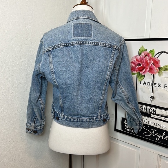 Vintage Levi’s Orange Tab Distressed Jean Trucker Jacket Size S - Picture 4 of 11